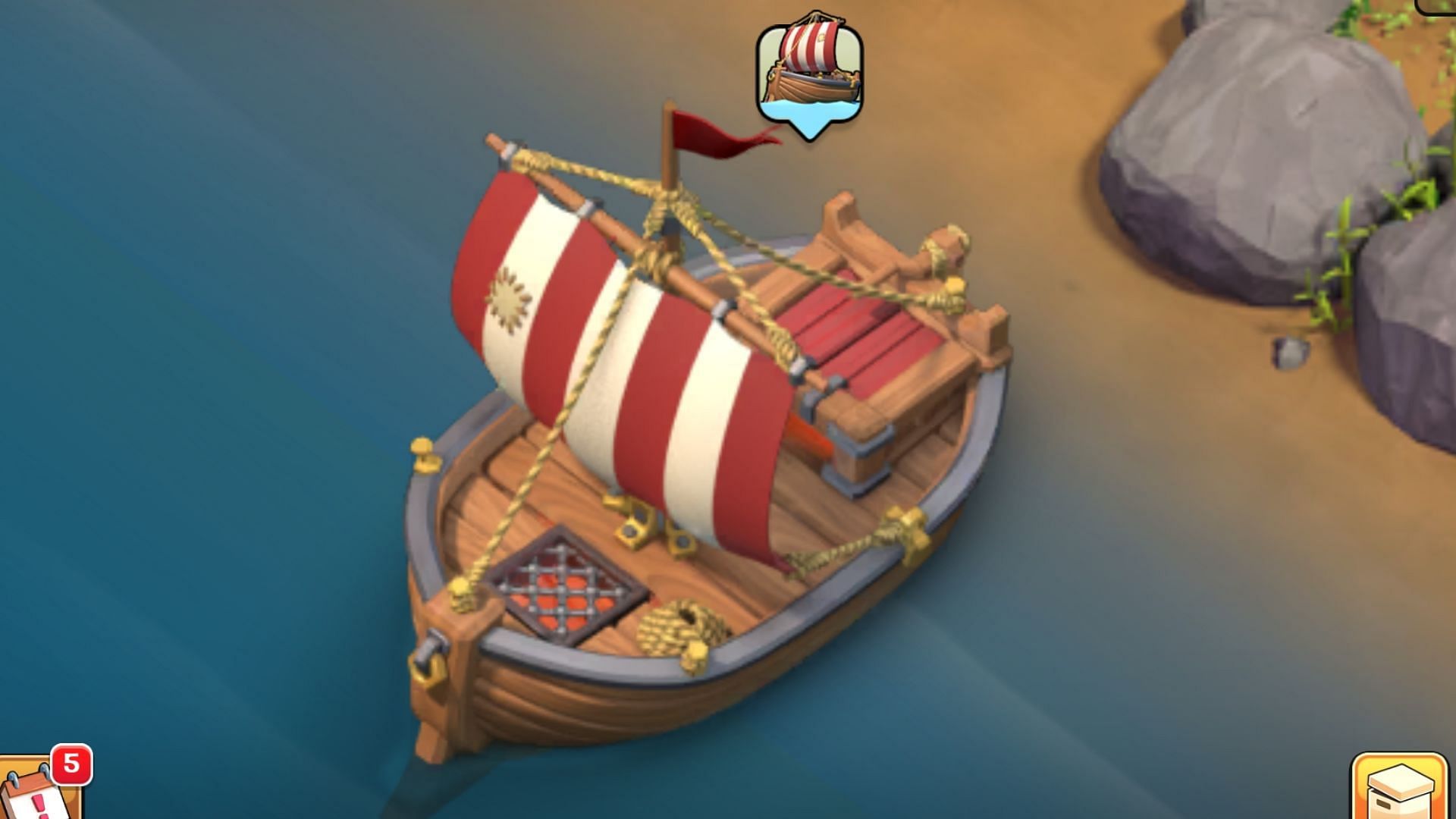 Boat to the Builder Base in Clash of Clans (Image via Supercell)